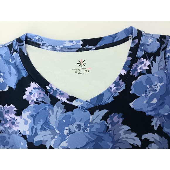 Isaac Mizrahi Live! Dress Women's Size S Blue Floral Pima V-Neck Swing Pre-owned - Picture 4 of 10